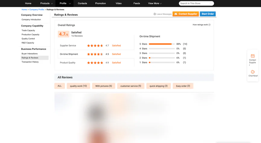 1.Supplier Ratings and Reviews