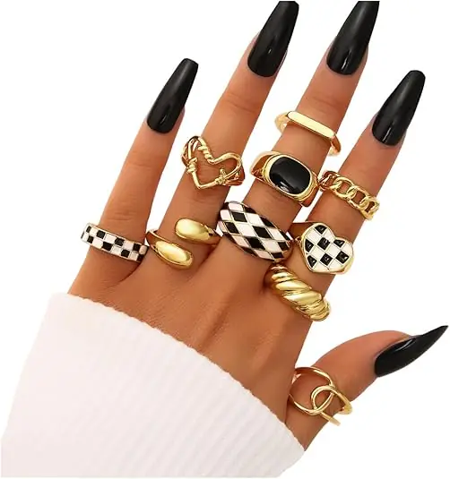 12PCS Gold Stackable Rings Set Supplier