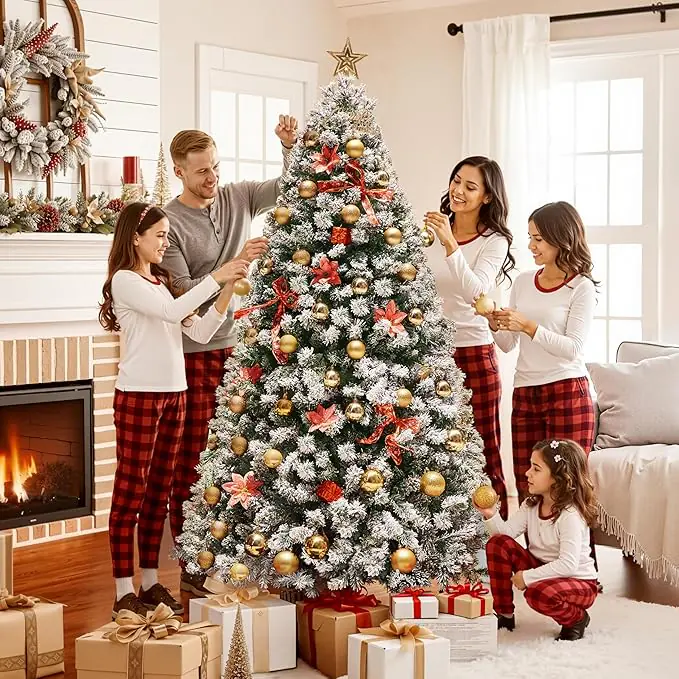 6 foot Christmas tree with warm white lights (2) 2025121706495342