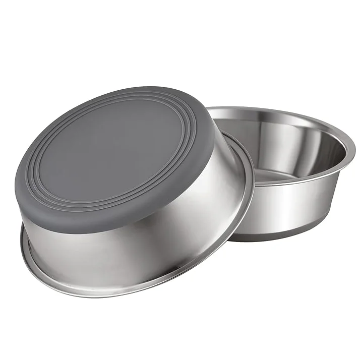 2 piece non slip stainless steel pet bowl