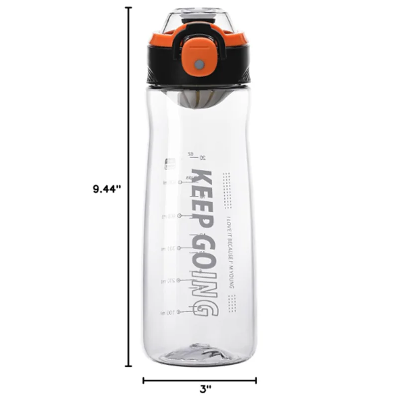 27oz Reusable Clear Plastic Water Bottle with Measurements 2 2026010409411541